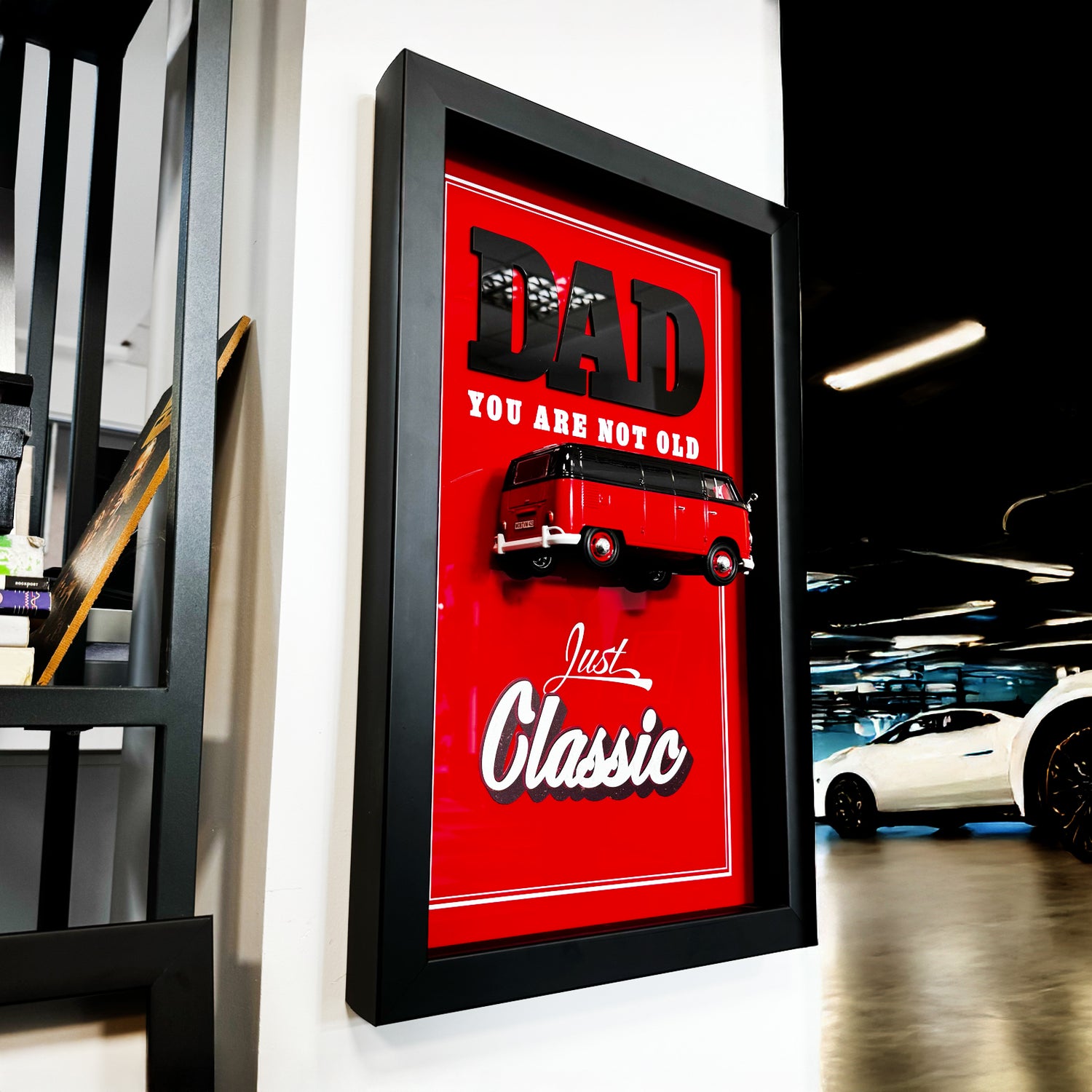 DAD – You Are Not Old, Just Classic” Klasik Otomobil Temalı El Yapımı Tablo