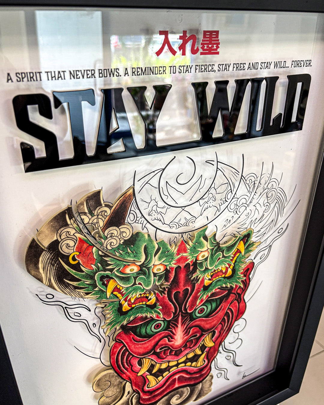 Irezumi Hannya Mask Tattoo Temalı Özel Tasarım Tablo (40 × 55 cm)