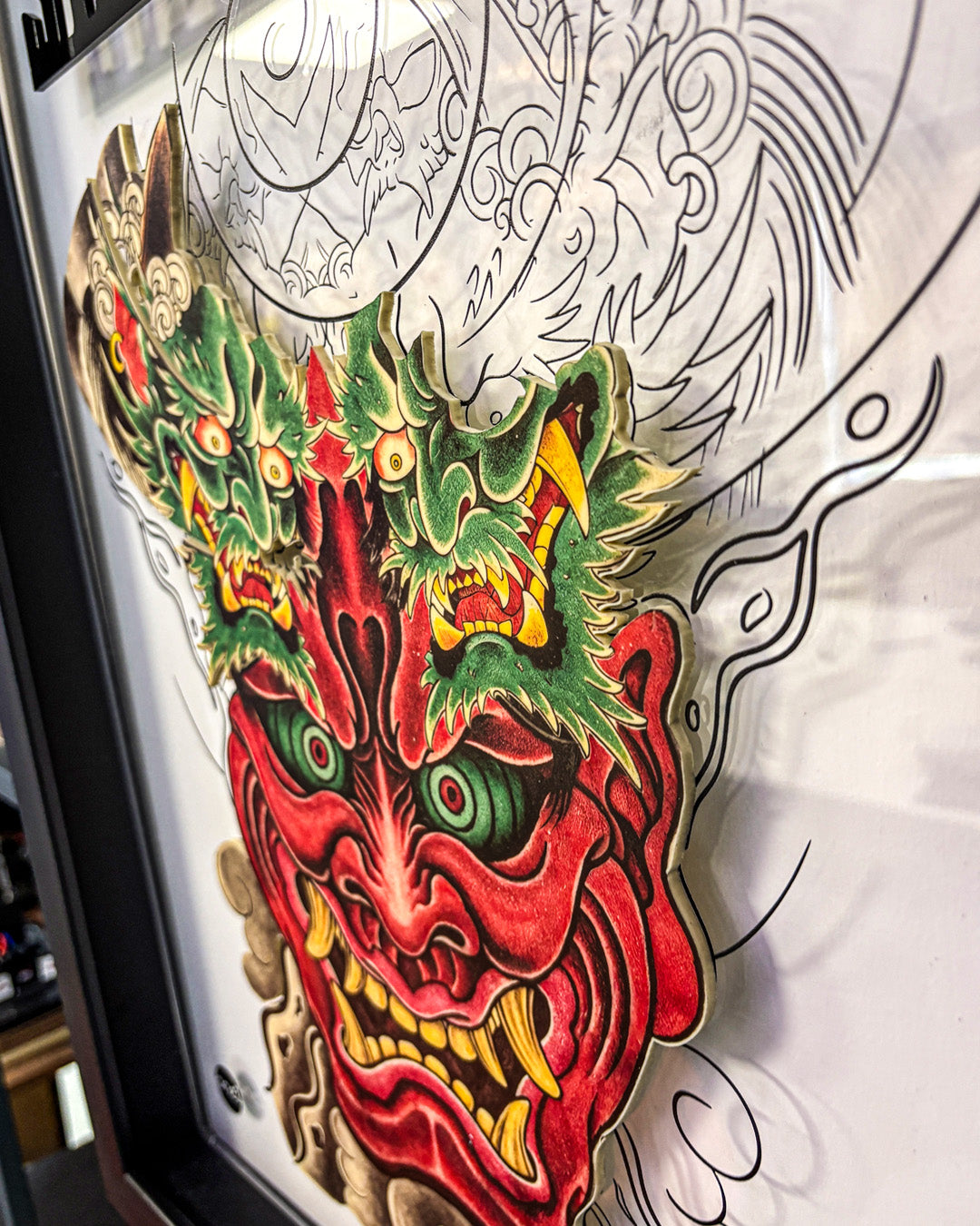 Irezumi Hannya Mask Tattoo Temalı Özel Tasarım Tablo (40 × 55 cm)