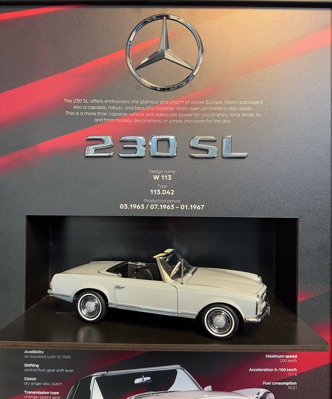 Kaliteli malzeme ve özel baskıyla üretilmiş Mercedes 230 SL üç boyutlu tablo, ofis ve duvar dekoru için ideal.