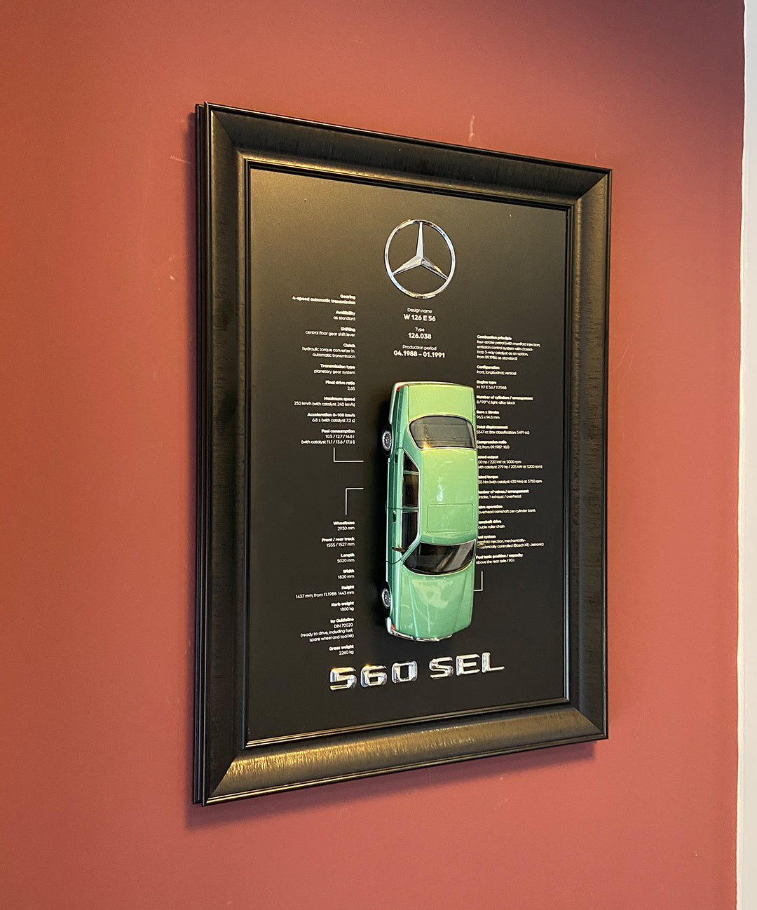 Ofis dekoru için şık üç boyutlu duvar dekor, Mercedes koleksiyon modeliyle sınırlı sayıda üretilmiş özel tablo.