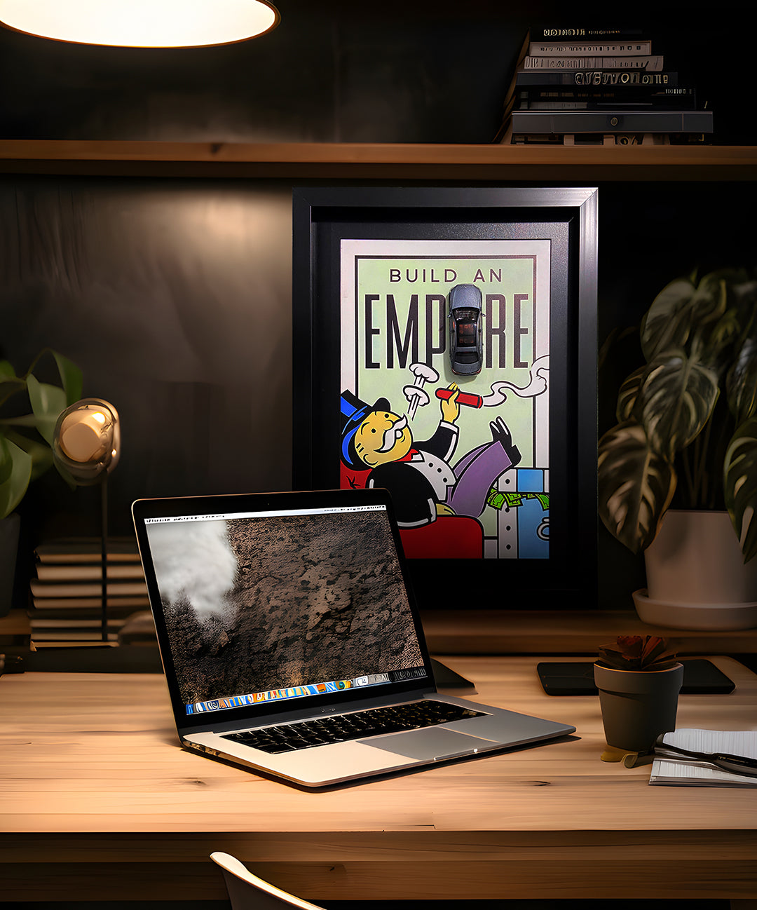 Monopoly temalı koleksiyon tablo, lüks otomobil modeliyle kişiye özel tasarlanmış şık duvar dekoru.