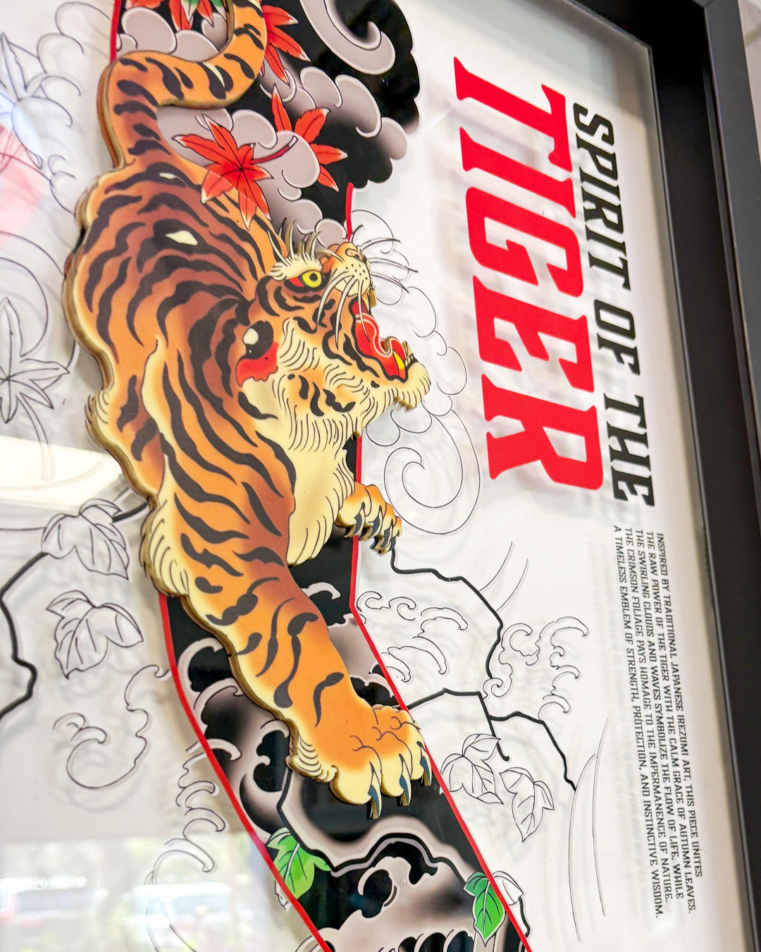 Irezumi Tiger Temalı Özel Tasarım Tattoo Tablosu (40 × 55 cm)