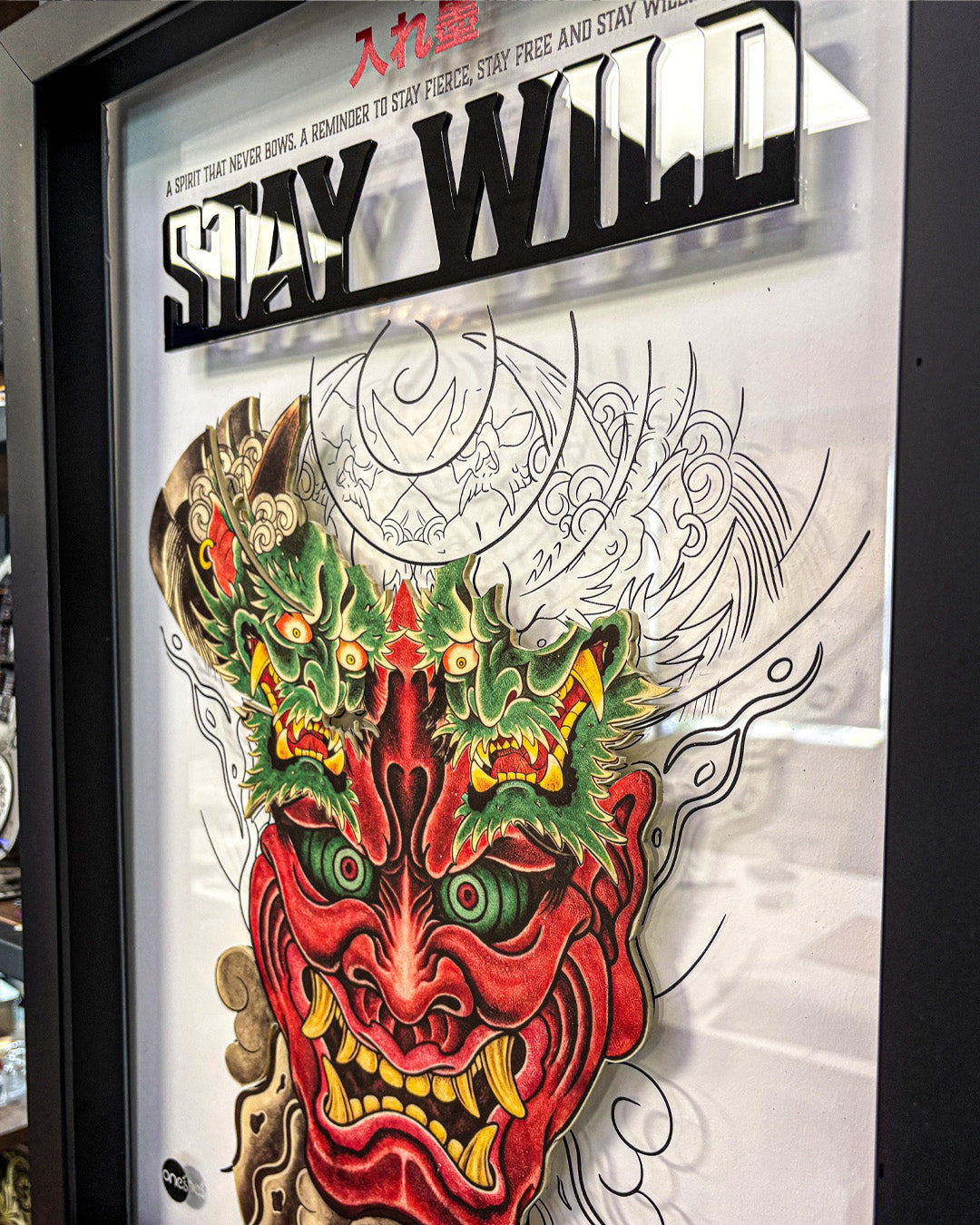 Irezumi Hannya Mask Tattoo Temalı Özel Tasarım Tablo (40 × 55 cm)