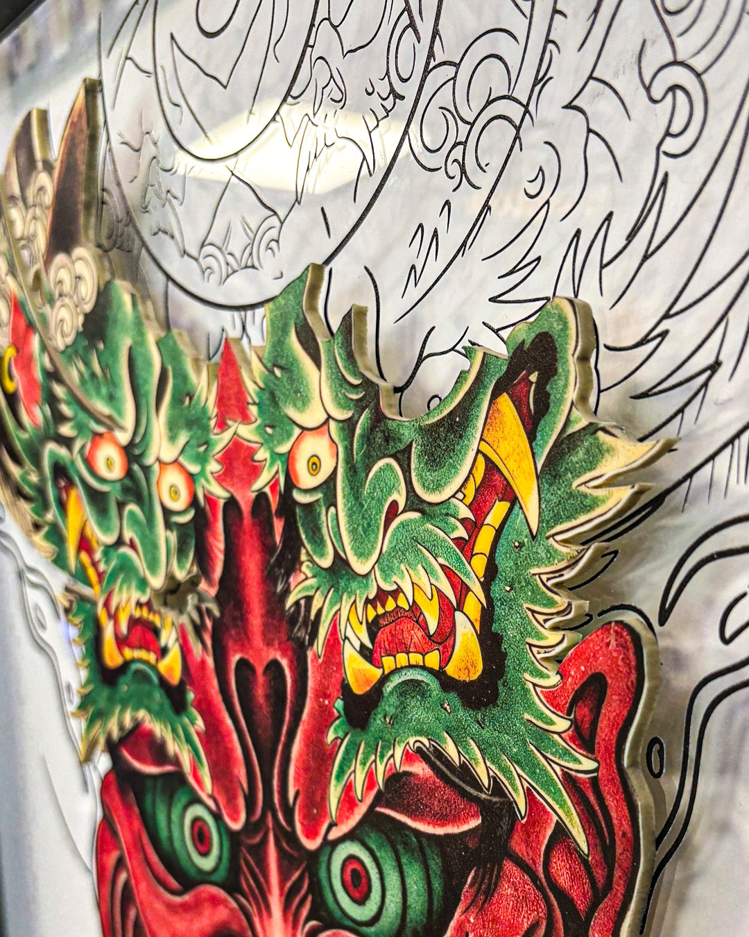 Irezumi Hannya Mask Tattoo Temalı Özel Tasarım Tablo (40 × 55 cm)