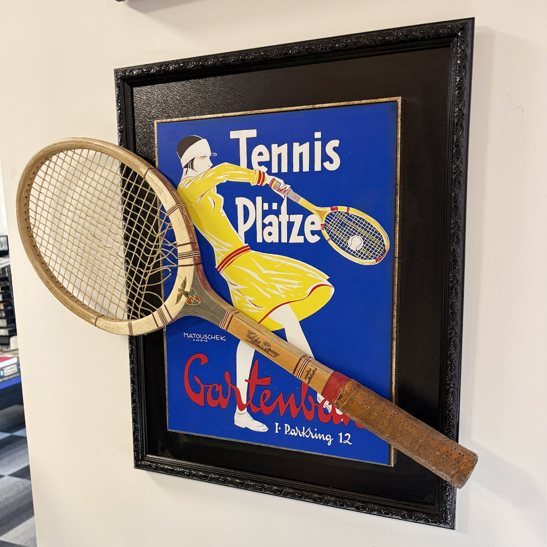 Vintage Tenis Raketi Tablo – 1935 Antika Koleksiyon Parçası (40x55 cm)