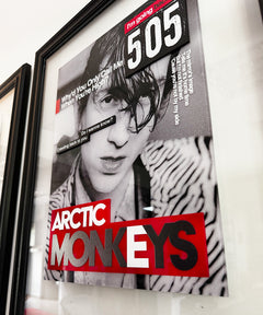 El işçiliği Arctic Monkeys ve gitar detaylı sanat tablosu, modern dekoratif parça.