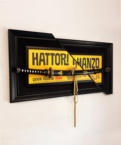 Hattori Hanzo katana replikalı el yapımı tablo, samuray kültürünü modern sanatla buluşturan özel tasarım
