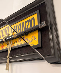 Efsanevi Hattori Hanzo samuray kılıcıyla tasarlanmış, duvar dekoruna uygun sanat tablosu