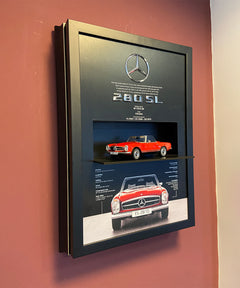Mercedes 230 SL üç boyutlu otomobil tablo, el işçiliğiyle üretilmiş sınırlı sayıda ofis ve duvar dekoru.
