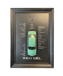 Üç boyutlu otomobil tablo tasarımı, Mercedes model detaylı özel baskı duvar dekoru, kaliteli malzeme el işçiliği.
