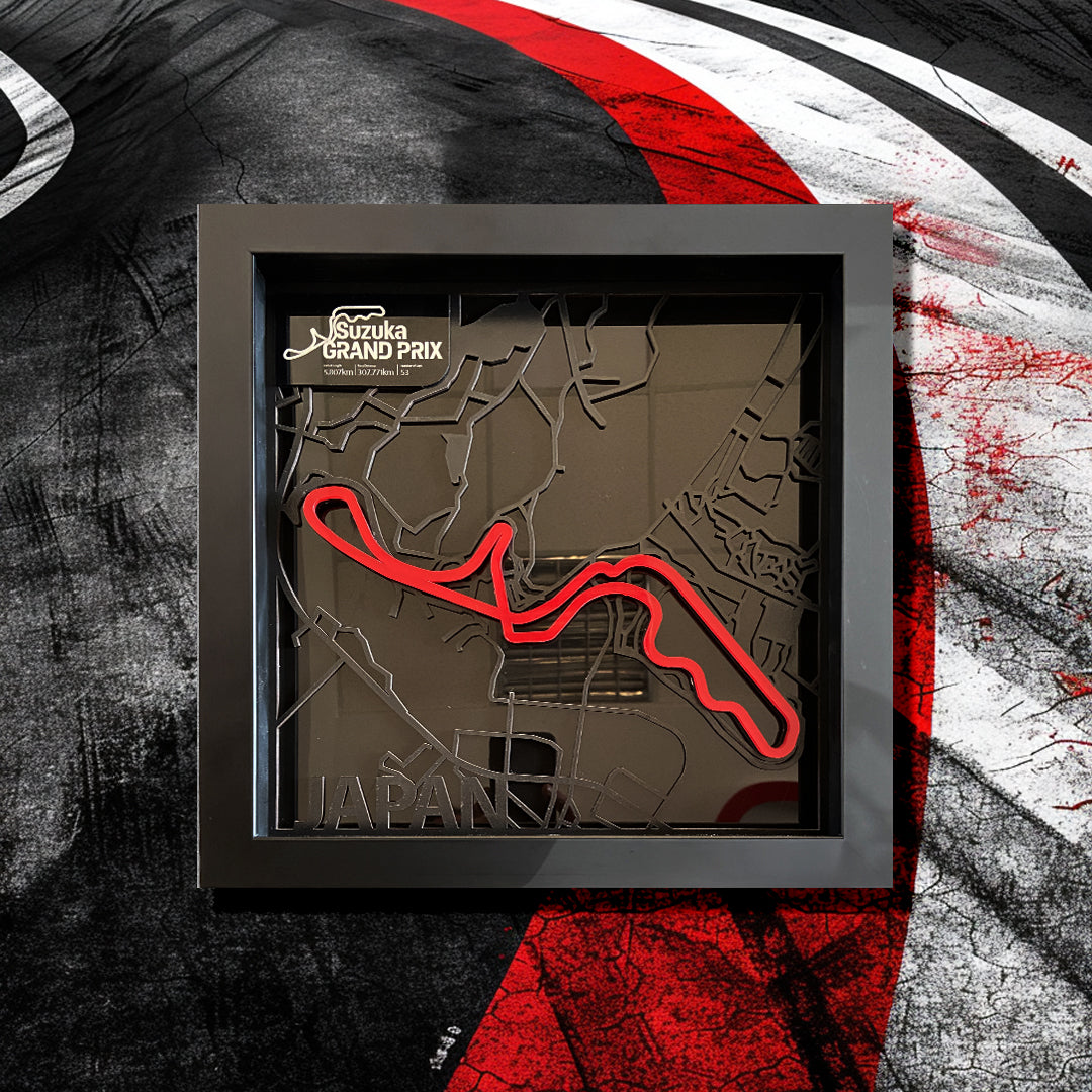 Suzuka Circuit Duvar Tablosu – 3 Katmanlı El Yapımı Tasarım (37x37 cm)